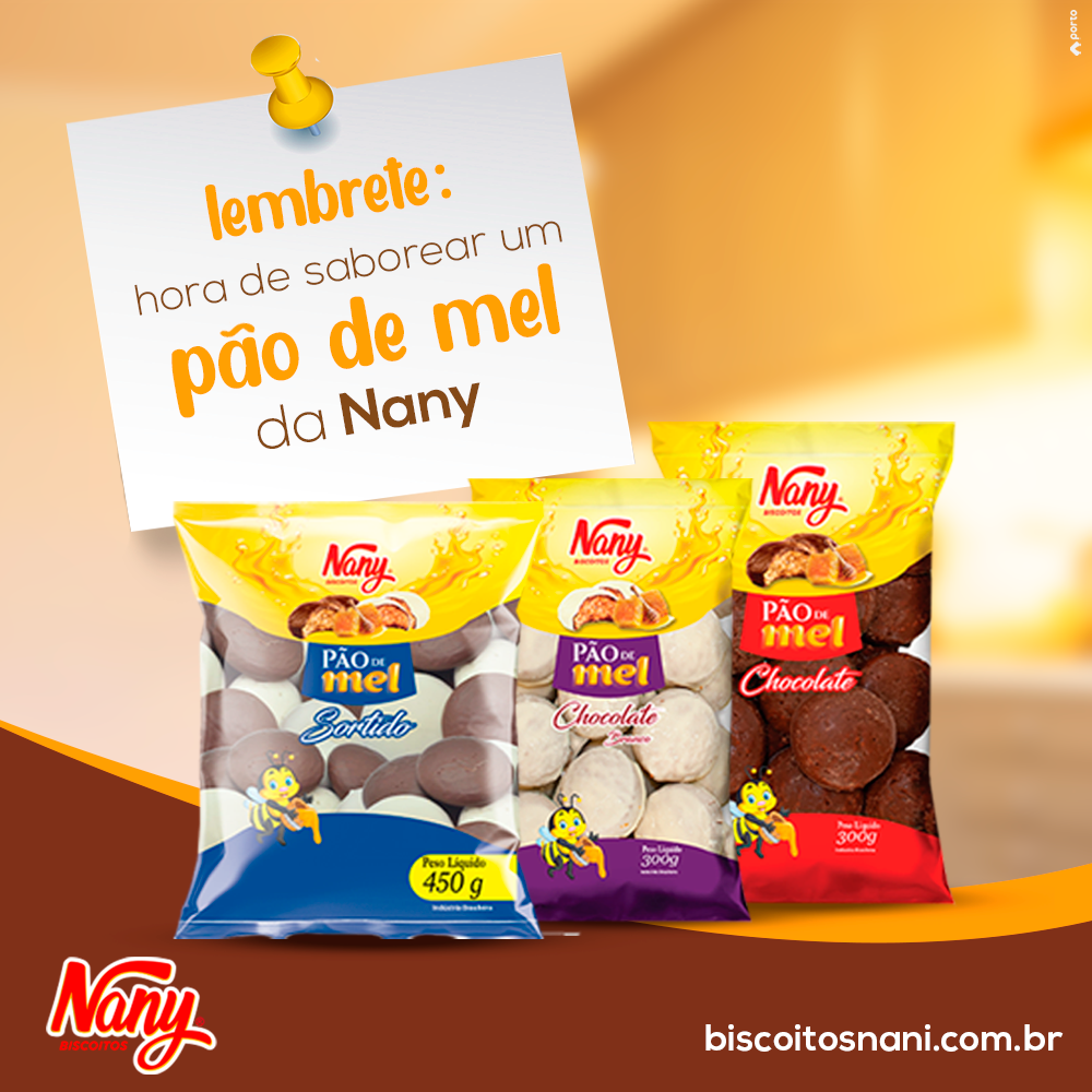 Produtos  Nany Biscoitos - Bolachão de Mel Tradicional e Glacê e Pão de  Mel de Chocolate Branco e Preto